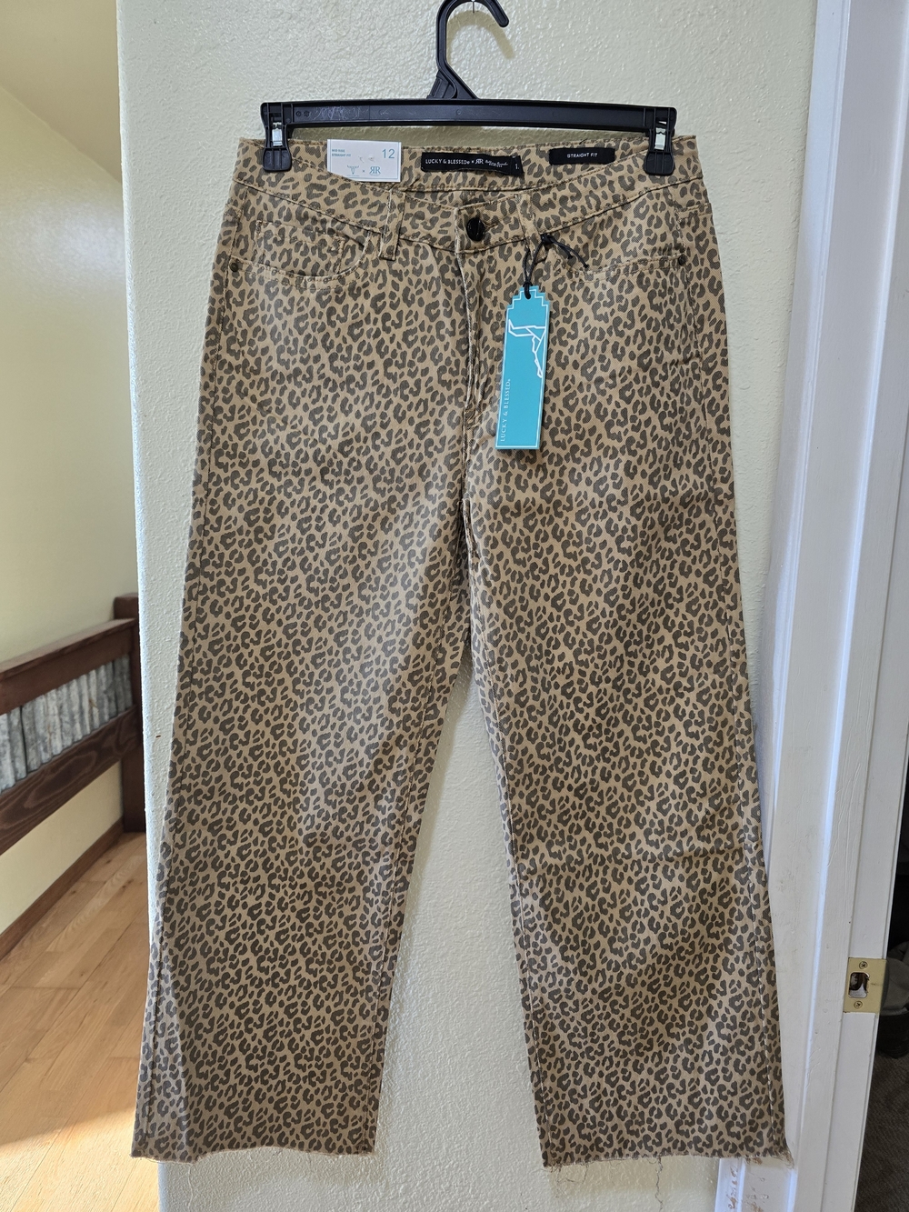 Lucky & Blessed Tan Leopard Print Chinos